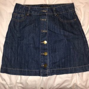 s dark wash forever 21 button front skirt